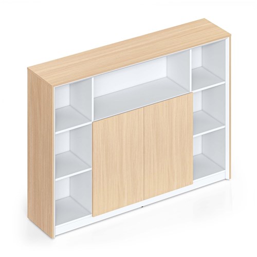 FNX CASA SHELVING STORAGE Wall Unit Credenza Oak n White 1800W x 400D x 1250mmH